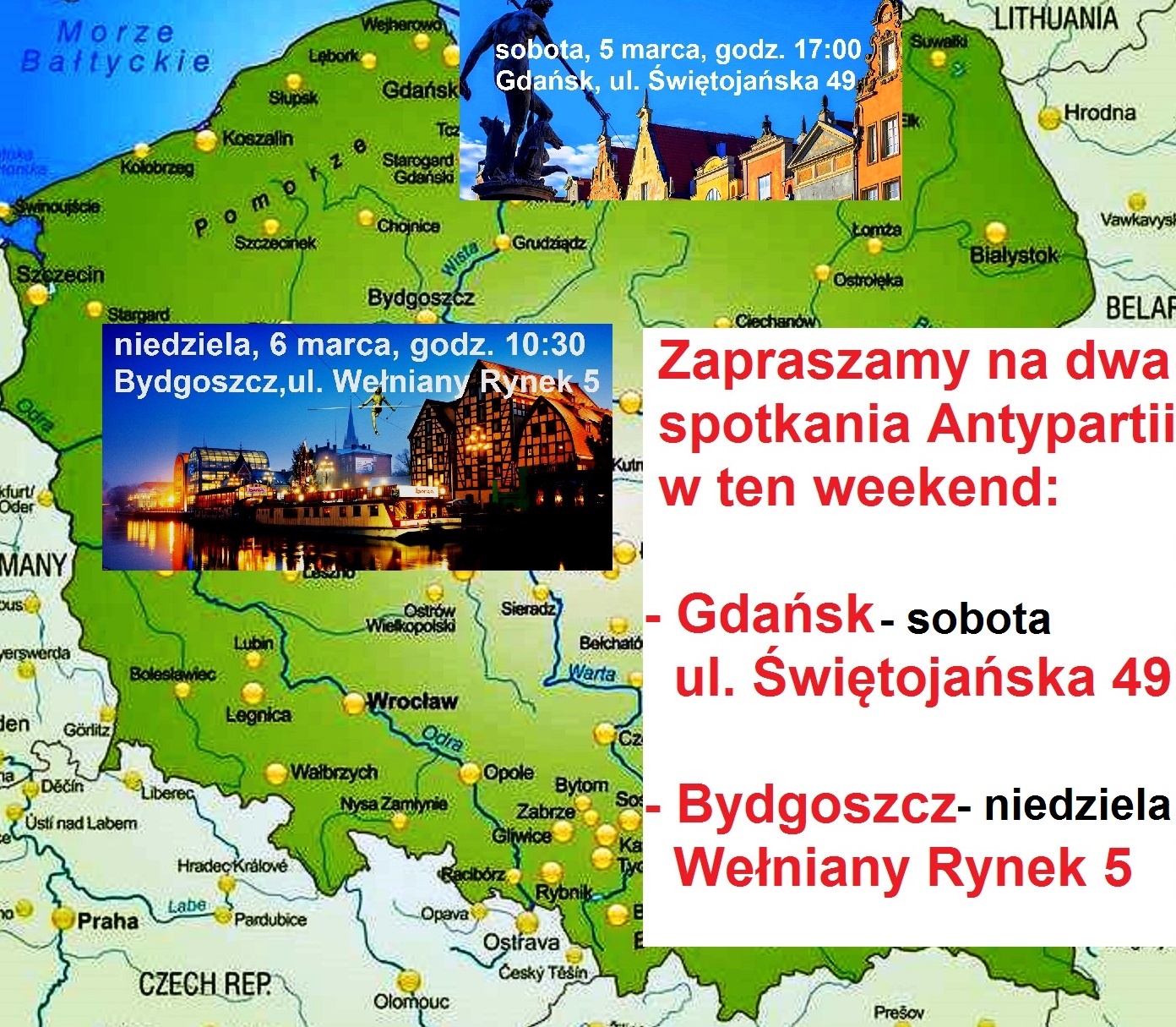 Zapraszamy na dwa spotkania Antypartii w ten weekend – w Gdańsku i w Bydgoszczy