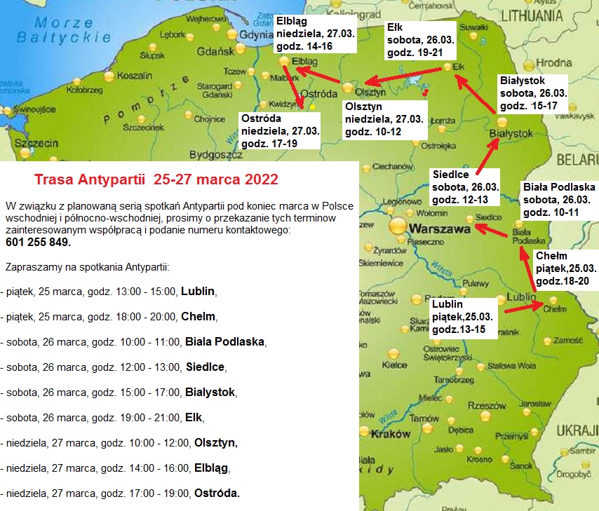Spotkania Antypartii w Polsce wschodniej i północno-wschodniej pod koniec marca