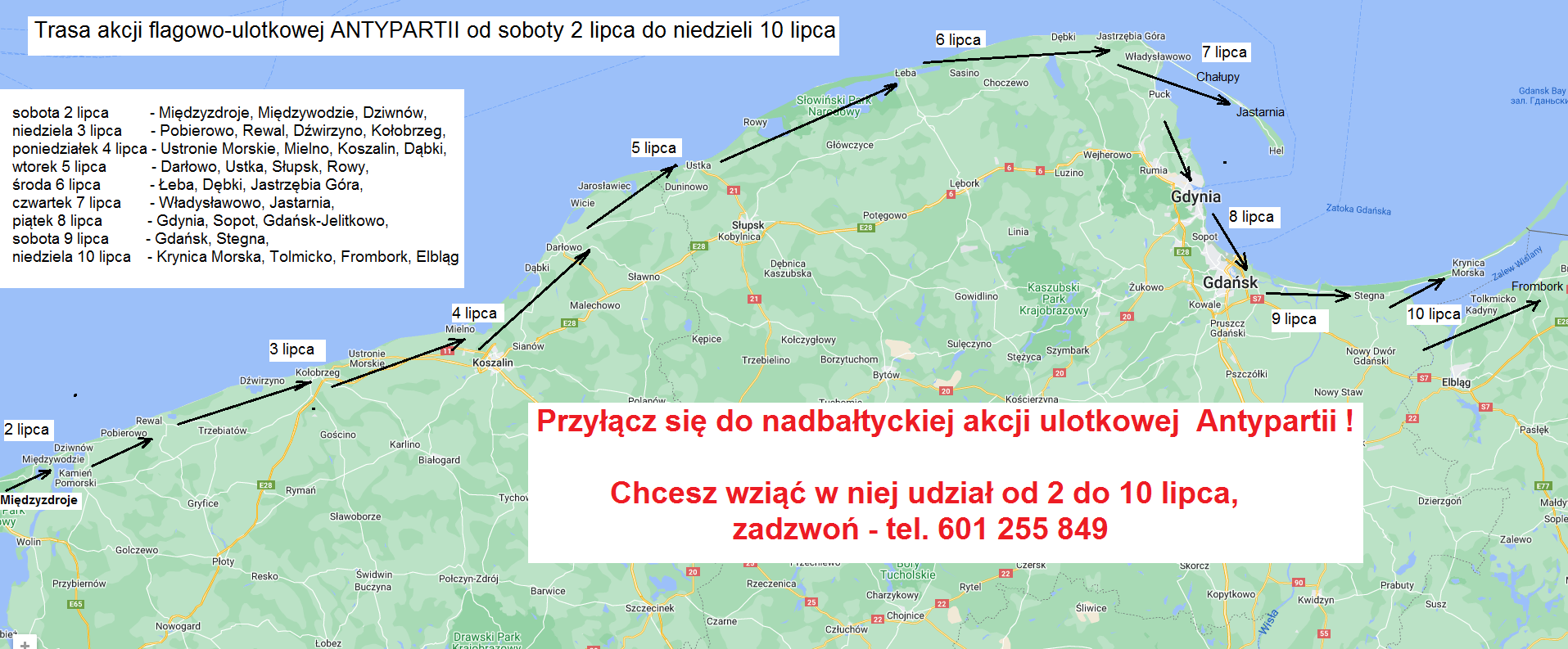 Weź udział w nadbałtyckiej akcji flagowo-ulotkowej Antypartii od 2 do 10 lipca!