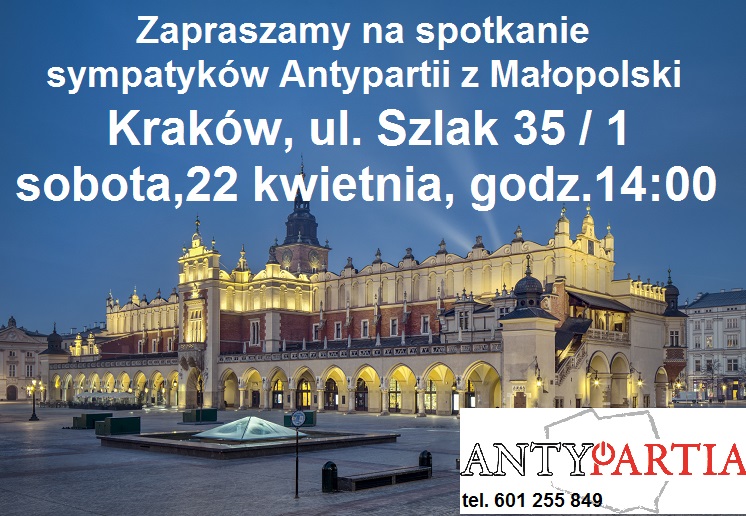 Rzeczpospolita bez PIT-a   –  zapraszamy na spotkanie sympatyków Antypartii w Krakowie