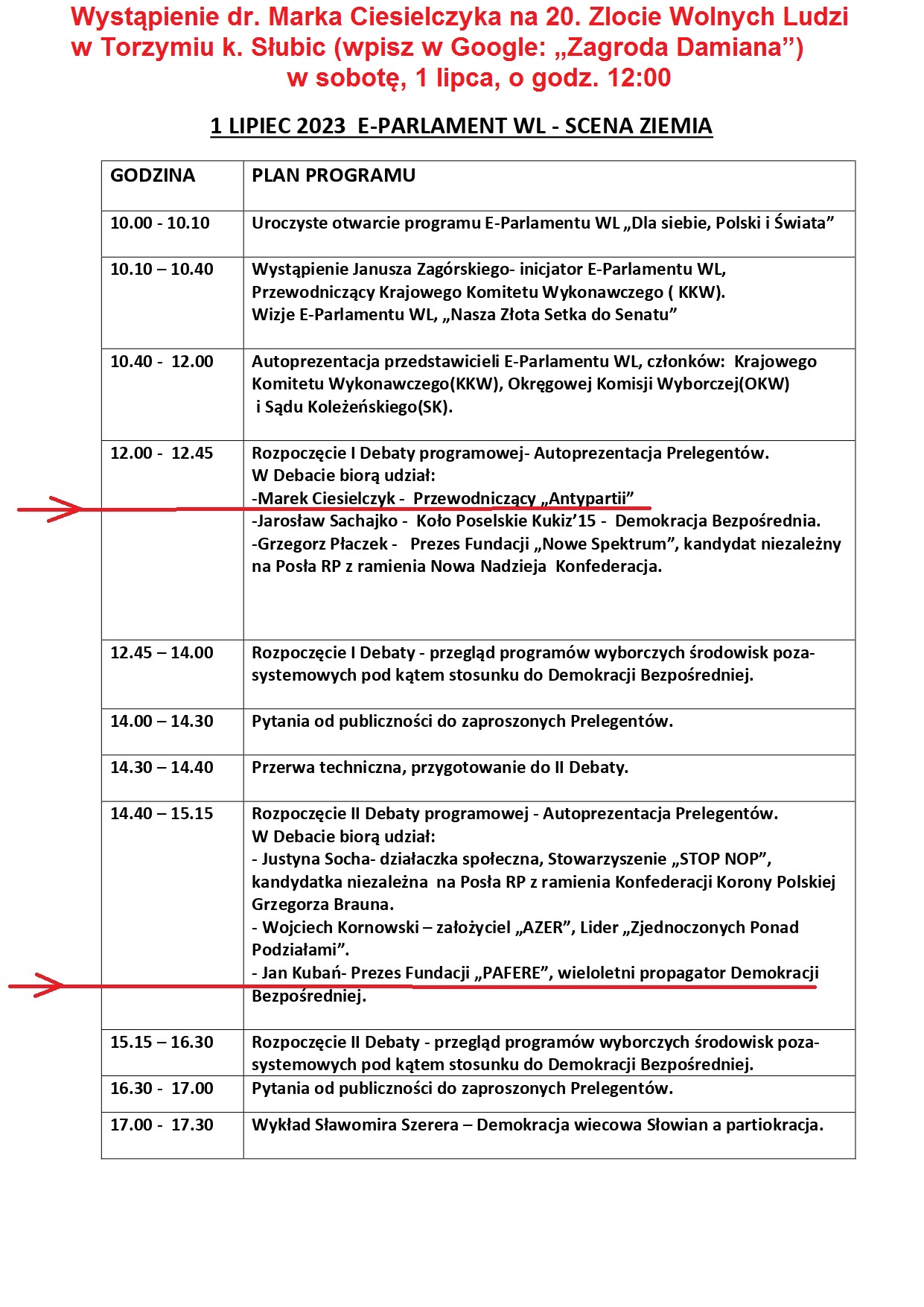 Udział Antypartii w Zlocie Wolnych Ludzi 1 lipca