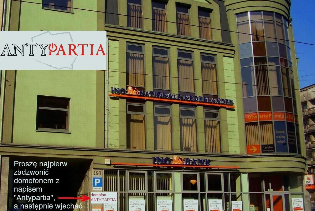 Zapraszamy na uroczyste otwarcie siedziby ANTYPARTII w Łodzi przy ul. Piotrkowskiej, w piątek, 21 lipca o godz. 12:00