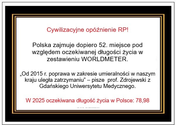 Umieralność Polaków dzisiaj to wynik 30-letniej impotencji rządzących naszym krajem